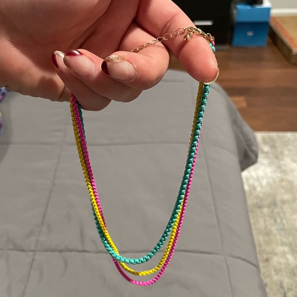 Neon Triple Chain Necklace (NWOT) 🌈 - Picture 4 of 5